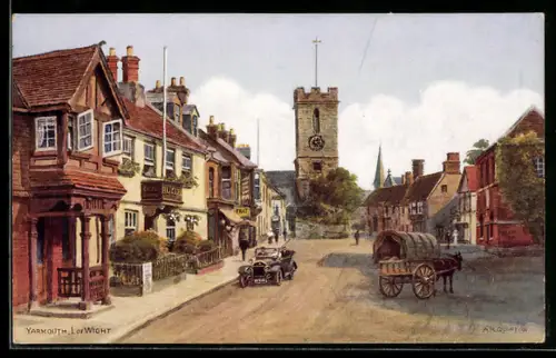 Künstler-AK A. R. Quinton: Yarmouth, Street with a church