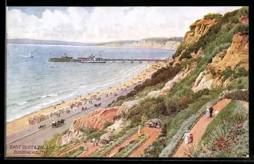 Künstler-AK A. R. Quinton: Bournemouth, East Cliff and Zig Zag