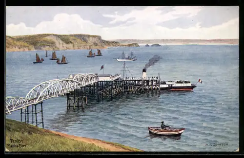 Künstler-AK A. R. Quinton: Tenby, Pier and Bay