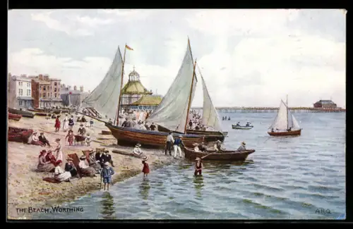 Künstler-AK A. R. Quinton: Worthing, The Beach