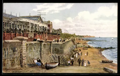 Künstler-AK A. R. Quinton: Clacton-on-Sea, Pavilion and Beach