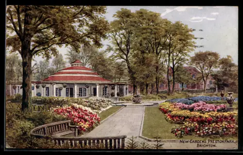 Künstler-AK A. R. Quinton: Brighton, New Gardens in Preston Park