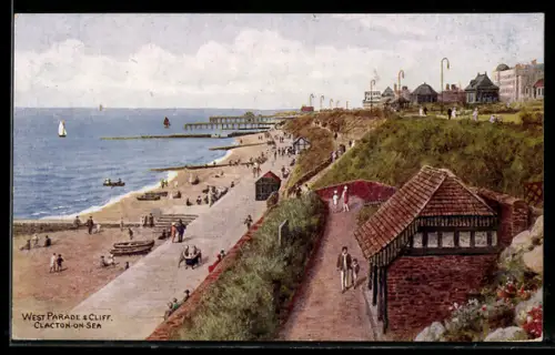 Künstler-AK A. R. Quinton: Clacton-on-Sea, West Parade and Cliff
