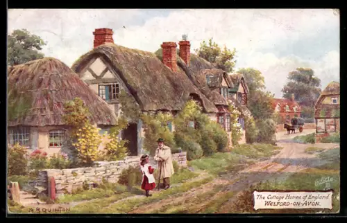 Künstler-AK A. R. Quinton: Welford-on-Avon, The Cottage Homes