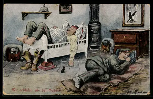 Künstler-AK Ad. Hoffmann: Zwei Soldaten beim Schlafen