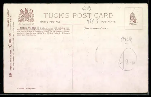 Künstler-AK A. R. Quinton: Suffolk, Parham Hall