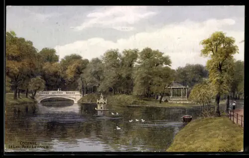 Künstler-AK A. R. Quinton: Ostende, Le Lac, Parc Leopold