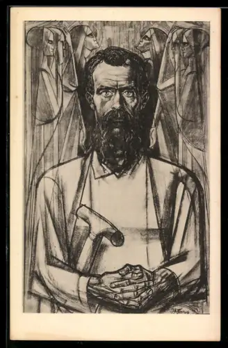 Künstler-AK Jan Toorop: Der Gläubige faltet die Hände zum Gebet