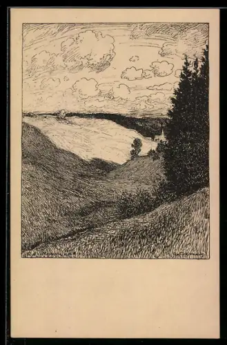 Künstler-AK Hans von Volkmann: Blick in ein Wiesentälchen