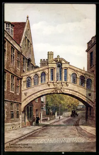 Künstler-AK Oxford, Bridge of Sighs, Hertford Col.