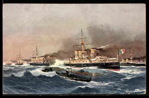 Künstler-AK Willy Stoewer: Kriegsschiff der italienischen Marine