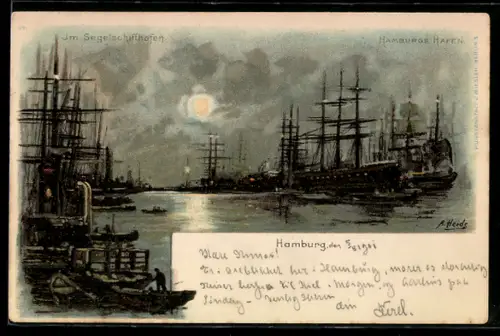 Künstler-AK A. Heide: Hamburg, Segelschiffhafen