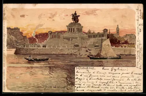 Künstler-AK Manuel Wielandt: Koblenz, Ortsansicht