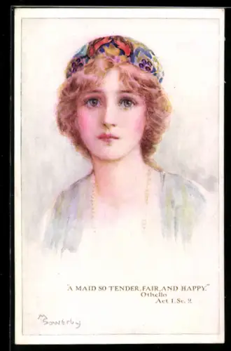 Künstler-AK Millicent Sowerby: Porträt eines Mädchens mit seelenvollem Blick