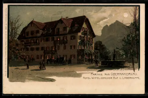 Lithographie Oberammergau, Hôtel Wittelsbacher Hof