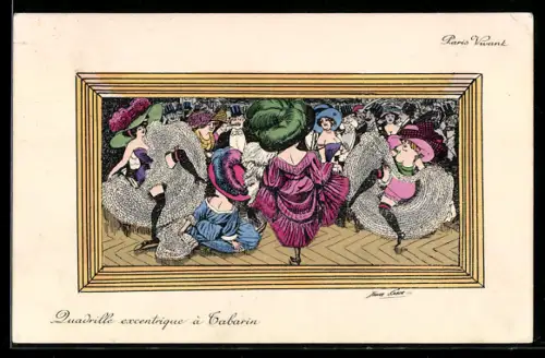 Künstler-AK Xavier Sager: Paris Vivant, Quadrille excentrique à Cabarin