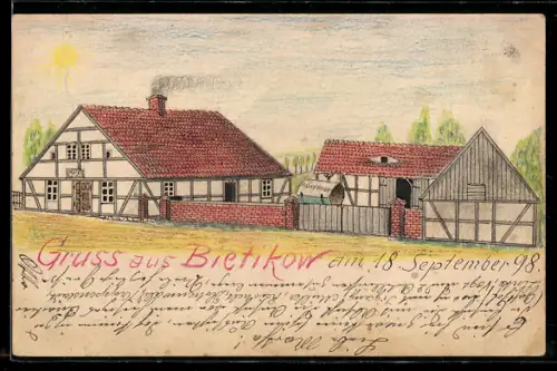 Künstler-AK Handgemalt: Bietikow, Hotel von Franz Wenzel im Sonnenschein