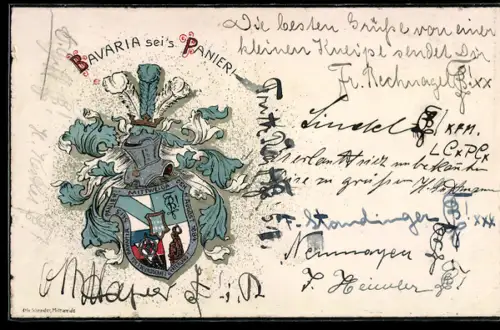 AK Mittweida, Studentenwappen Bavaria sei`s Panier