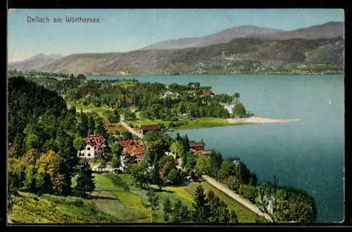 AK Dellach am Wörthersee, Panorama mit See