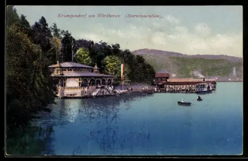 AK Krumpendorf am Wörthersee, Blick zum Seerestaurant