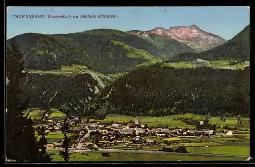 AK Obervellach im Mölltale, Panorama mit Kirche und Bergen