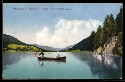 AK Weissensee in Kärnten, Blick vom Tschölarn-Kofel