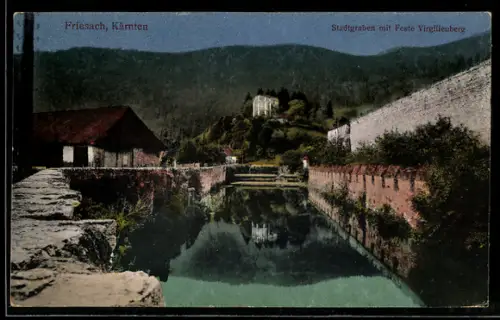 AK Friesach /Kärnten, Stadtgraben mit Peste Virgilienberg