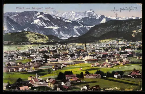 AK Villach, Panorama mit Mangart
