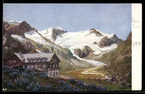 Künstler-AK Kaprun, Hotel Moserboden, Blick gegen Karlinger