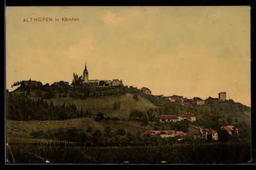 AK Althofen in Kärnten, Panorama mit Kirche und Häusern