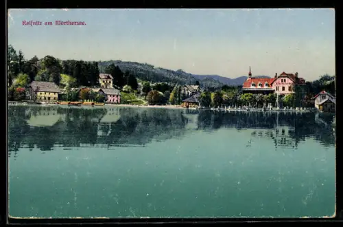 AK Reifnitz am Wörthersee, Uferpartie mit Villen und See