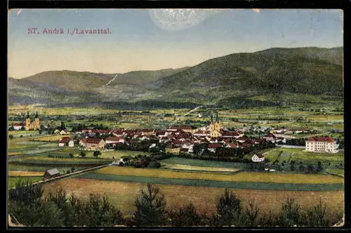 AK St. Andrä i. Lavanttal, Gesamtansicht mit Umgebung aus der Vogelschau