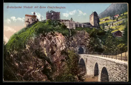 AK Obervellach, Gratschacher Viadukt mit Ruine Oberfalkenstein