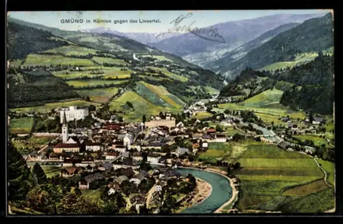 AK Gmünd in Kärnten, Gesamtansicht gegen das Liesertal