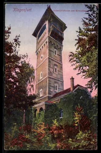 AK Klagenfurt, Aussichtsturm am Kreuzberg