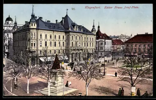 AK Klagenfurt, Kaiser Franz Josef-Platz mit Denkmal