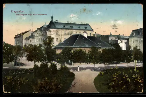 AK Klagenfurt, Schillerpark und Koschatstrasse