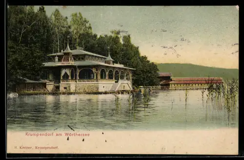 AK Krumpendorf am Wörthersee, Seepavillon und Bootshaus