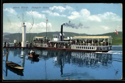 AK Maria Wörth, Dampfer Helios an der Anlegestelle