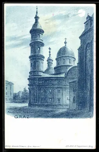 Lithographie Graz, Mausoleum Ferdinands II