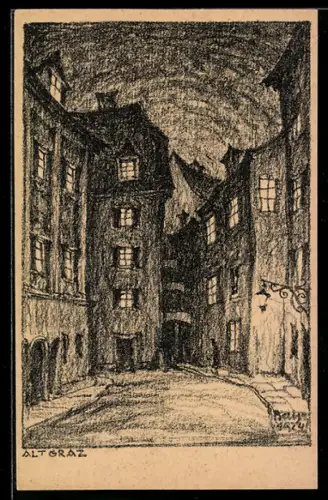 AK Alt-Graz, Enge Gasse mit alten Häusern