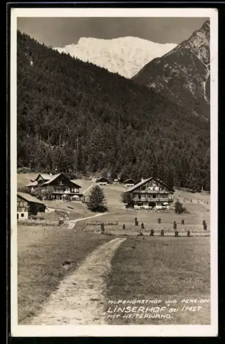 AK Imst, Alpengasthof und Pension Linserhof mit Heiterwand
