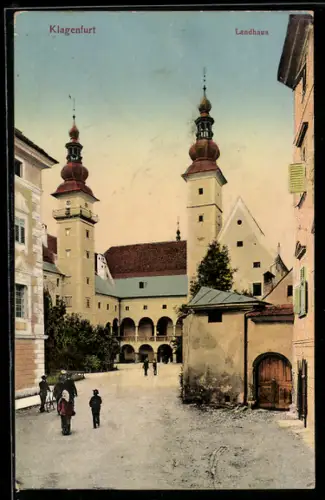 AK Klagenfurt, Landhaus, Innenhof mit Arkaden und Türmen