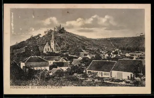 AK Hohenecken bei Kaiserslautern, Kirche, Burgruine, Ortsansicht