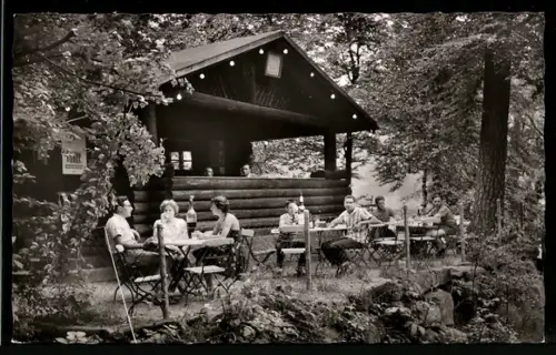 AK Kaiserslautern, Campingplatz Gelterswoog, Inh. Erwin Lechner, Blockhaus, Aussengastronomie