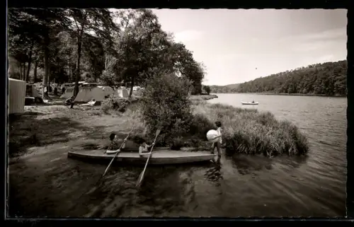 AK Kaiserslautern /Pfalz, Campingplatz Gelterswoog, Zelte, Kanufahren