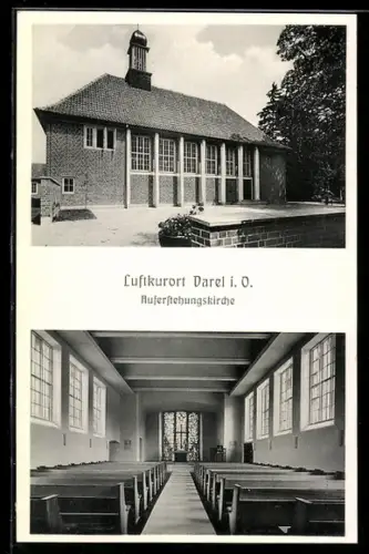 AK Varel i. O., Auferstehungskirche aussen und innen