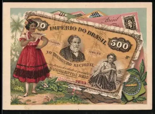 Sammelbild Chateauroux, A. Gaston et Pierre, Tailleurs et Chemisiers, Brasilianischer Geldschein 500 Reis