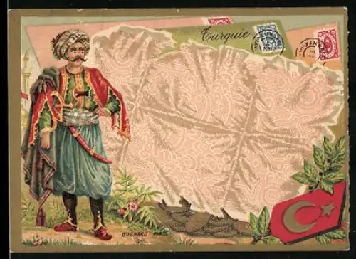 Sammelbild Cambrai, Arlatte et Cie., Chicorée Bleu Argent, Türkischer Geldschein, Mann mit Turban