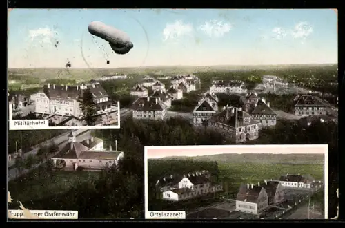 AK Grafenwöhr, Militärhotel, Truppenlager, Ortslazarett, Fesselballon